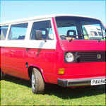 Red and white VW T3 PAN849X