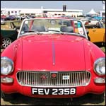 Red MG Midget FEV235B at the Silverstone Classic 2013