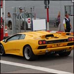 Yellow Lamborghini Diablo SV 1MLF at the Silverstone Classic 201