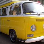 Yellow and white VW Type 2 