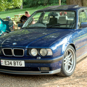 E34BTG Blue BMW E34 M5 at Caffeine and Machine