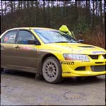 Car 56 - Paul James/Derek Davies - Yellow Mitsubishi Lancer Evol