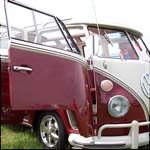 Red and white VW Type 2 Split Screen KWD385D