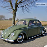 Green Oval VW Beetle on the French Autoroute