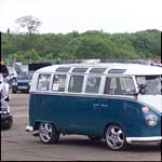 Blue and white VW Type 2 Split Screen Samba Deluxe 'Sambasaurus'