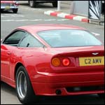 Red Aston Martin Vantage C2AMV at the Silverstone Classic 2013