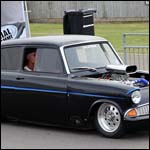 Black Ford Anglia hot rod AHJ882A at the Silverstone Classic 201