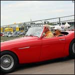 Red Austin Healey 3000 at the Silverstone Classic 2013