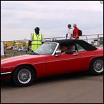 Red Jaguar XJ-S Convertible at the Silverstone Classic 2013