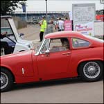 Red Austin Healey Sebring Sprite GVW755H at the Silverstone Clas