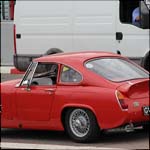 Red Austin Healey Sebring Sprite GVW755H at the Silverstone Clas