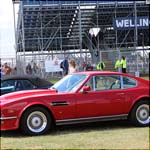 Red Aston Martin V8 Vantage at the Silverstone Classic 2013
