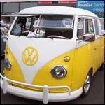 Yellow and white VW Type 2 Split Screen DOKA Double Cab Pickup